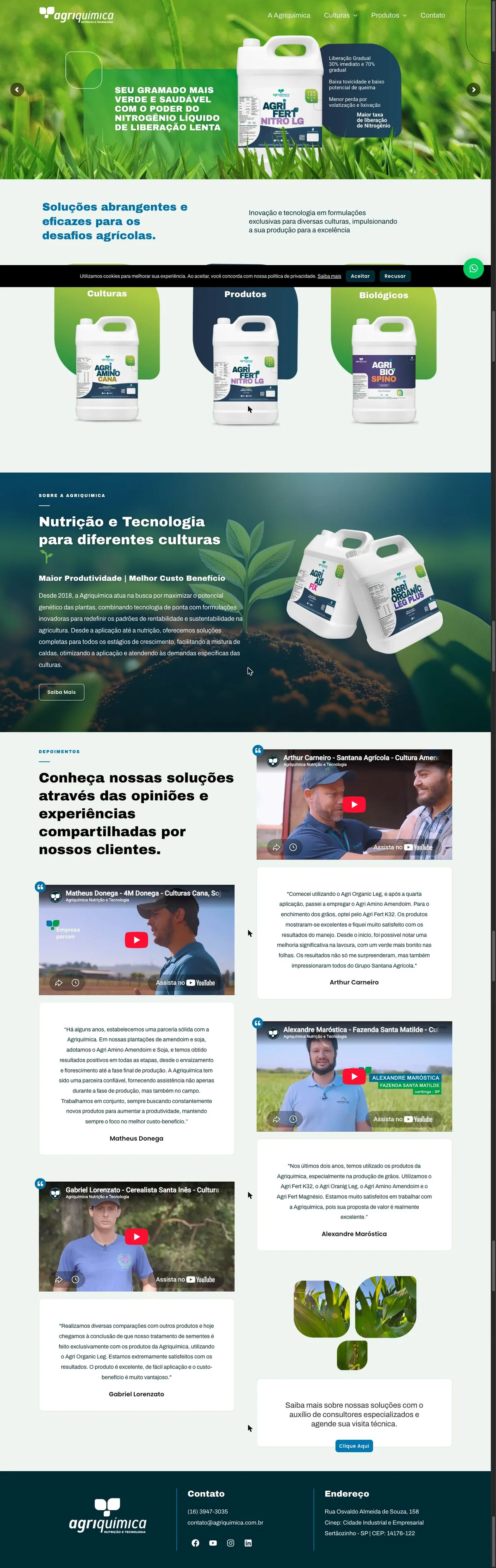 Site criado pela reZeta Sites para Agriquimica