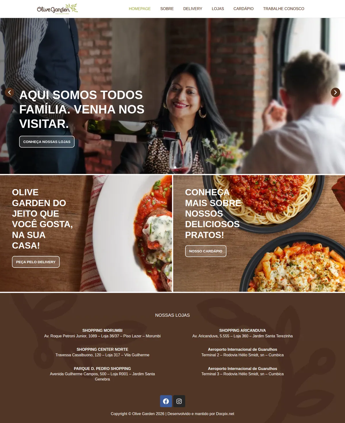 Site criado pela reZeta Sites para Olive Garden